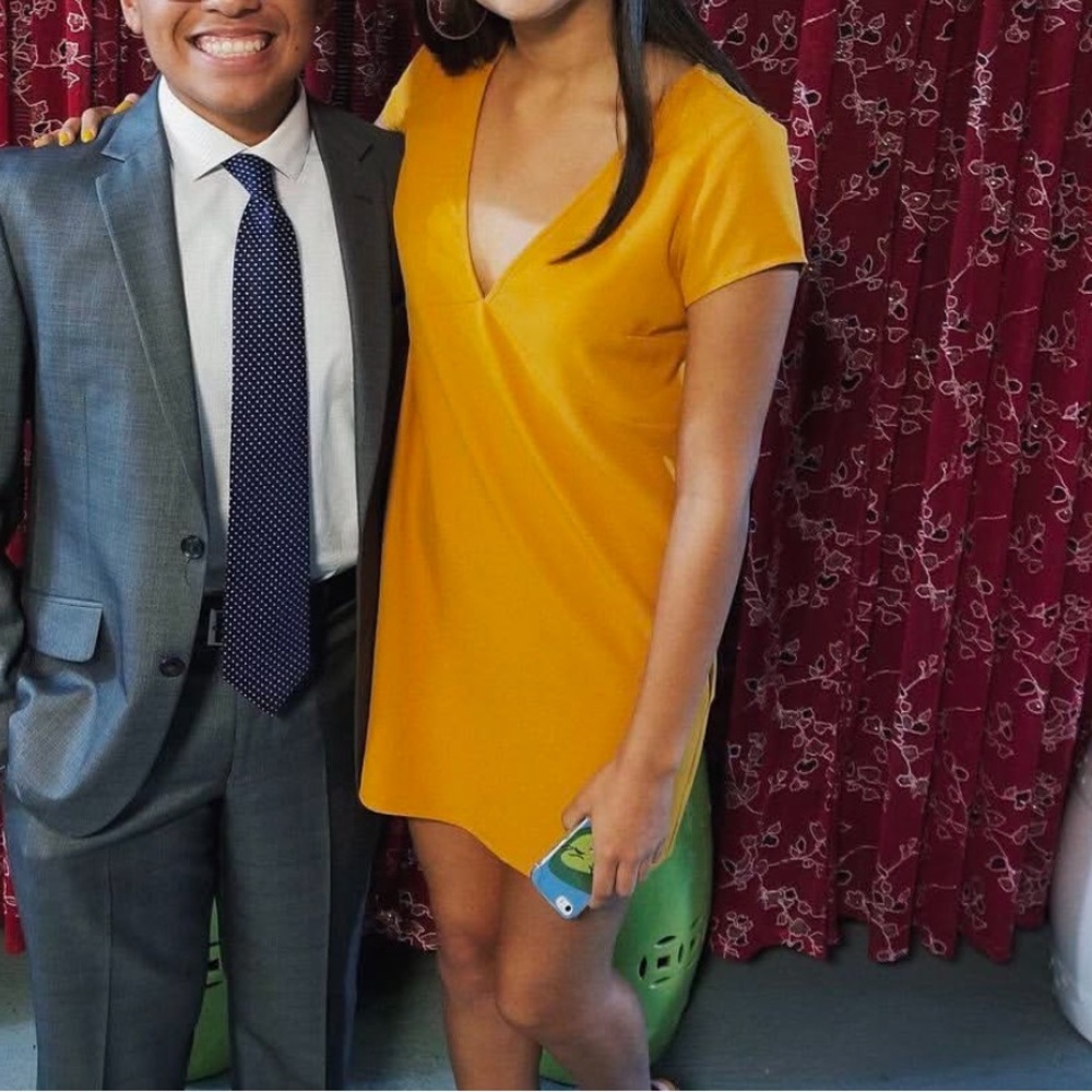 Deep v dress yellow